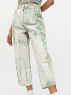 BDG pants Light Green White Tie Dye Wide Leg Pants barrel like small